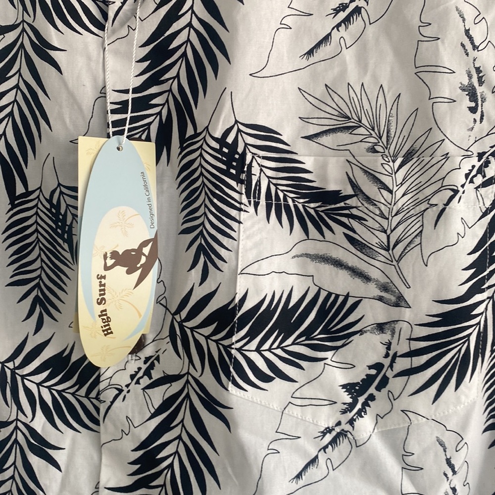 Men's Hawaïian Floral Button Down Shirt High Surf White 
Size L - Picture 3 of 6